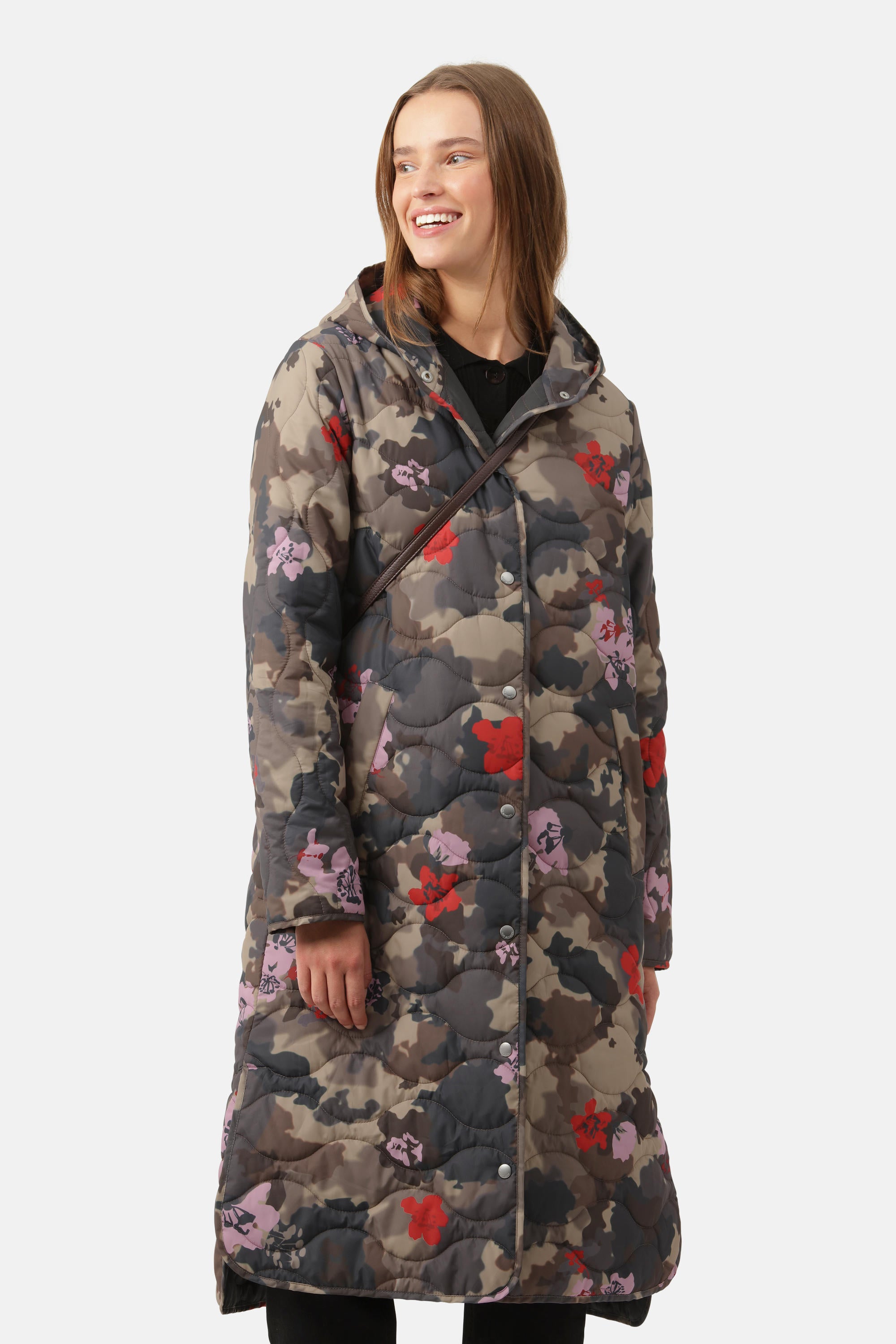 Lang Quiltet Jakke - Floral Camo